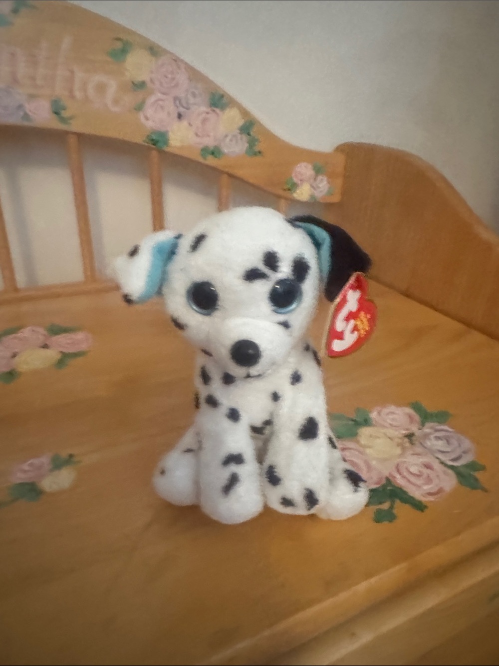 Ty Dalmatian Spot Plush with Blue Ear Accents